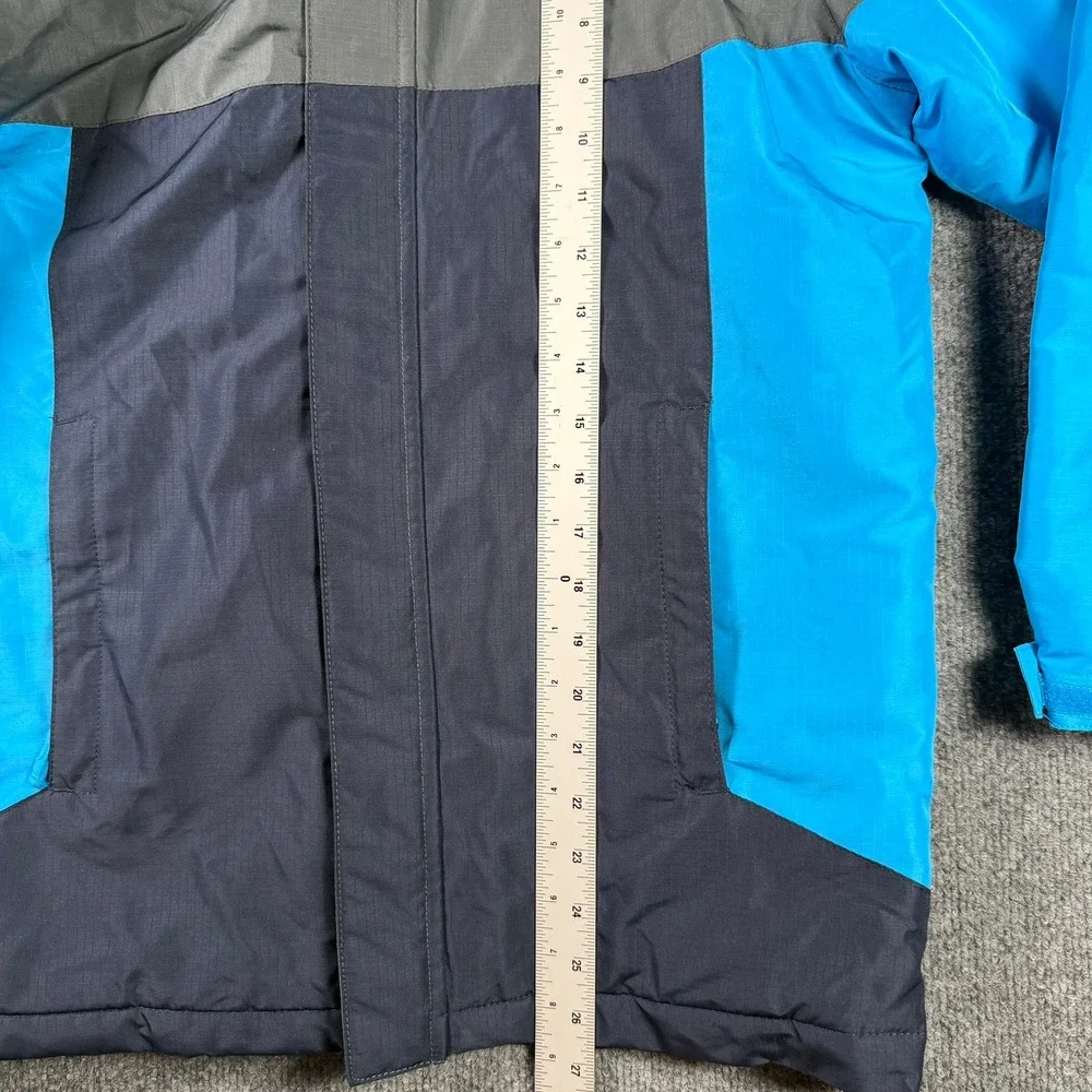 The Children's Place Puffer Jacket Boys XL 14 Blue Grey Colorblock Fleece Lined